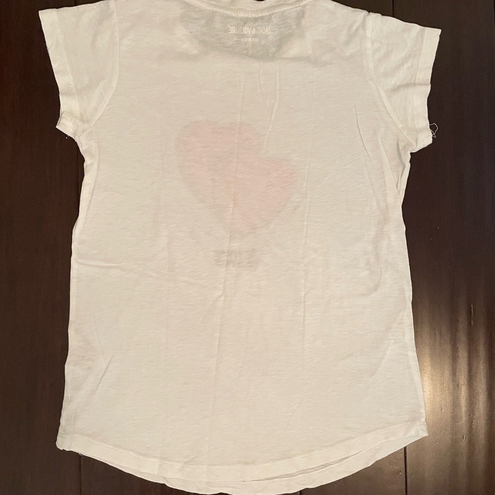Zadig & Voltaire White Tee with Red Hearts - Picture 7 of 8